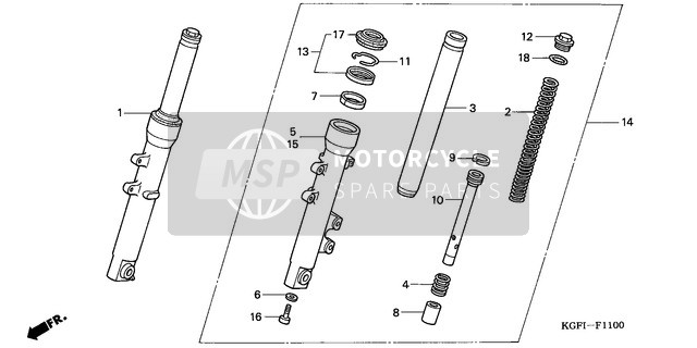 Honda NES150 2004 Forcella anteriore per un 2004 Honda NES150